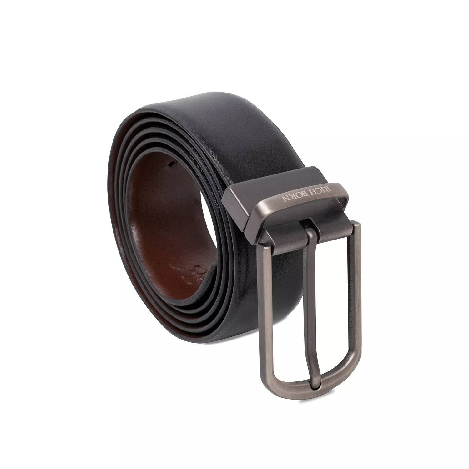 Richborn Italian Leather Reversible Belt with Visible Pin Buckle